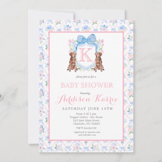 Monogram Crest Baby shower Uitnodiging (Voorkant)