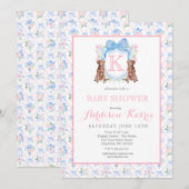 Monogram Crest Baby shower Uitnodiging (Voorkant / Achterkant)