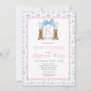 Monogram Crest Baby shower Uitnodiging