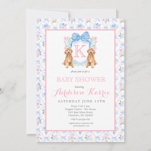 Monogram Crest Baby shower Uitnodiging (Voorkant)