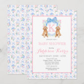 Monogram Crest Baby shower Uitnodiging (Voorkant / Achterkant)
