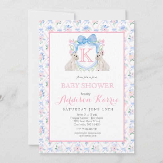 Monogram Crest Baby shower Uitnodiging (Voorkant)