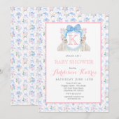 Monogram Crest Baby shower Uitnodiging (Voorkant / Achterkant)