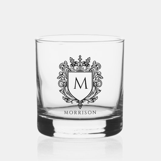 Monogram Crest Bedrukt Whisky Glas (Voorkant)