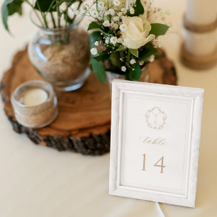  Monogram Crest Beige Weddenschappen Tafel Aantal Programmakaart