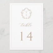 Monogram Crest Beige Weddenschappen Tafel Aantal Programmakaart (Achterkant)