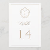 Monogram Crest Beige Weddenschappen Tafel Aantal Programmakaart (Voorkant)