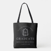 Monogram Crest Black and White Graduation Tote Bag (Achterkant)