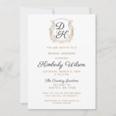 Monogram Crest Black en Gold Vrijgezellenfeest Kaart (Voorkant)