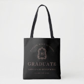 Monogram Crest Black Rose Graduation Tote Bag (Voorkant)