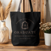 Monogram Crest Black Rose Graduation Tote Bag