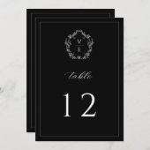 Monogram Crest Black Wedingnummer Programmakaart (Voorkant / Achterkant)