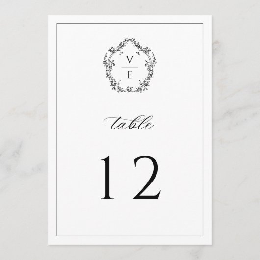 Monogram Crest Black Wedingnummer Programmakaart (Achterkant)