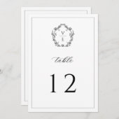 Monogram Crest Black Wedingnummer Programmakaart (Voorkant / Achterkant)