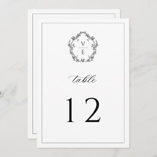 Monogram Crest Black Wedingnummer Programmakaart (Voorkant / Achterkant)