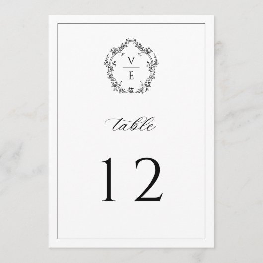 Monogram Crest Black Wedingnummer Programmakaart (Voorkant)