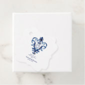 Monogram Crest Blue en White Delft Wedding Bedankjes Labels (In situ)