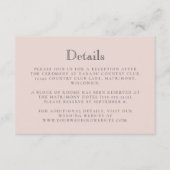 Monogram Crest Blush Pink Wedding Details Informatiekaartje (Voorkant)