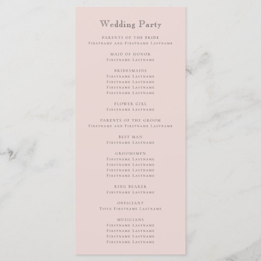 Monogram Crest Blush Pink Wedding Programmakaart (Achterkant)