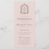 Monogram Crest Blush Pink Wedding Programmakaart (Voorkant)