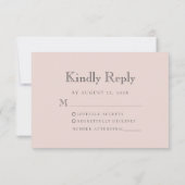 Monogram Crest Blush Pink Wedding RSVP Kaartje (Achterkant)