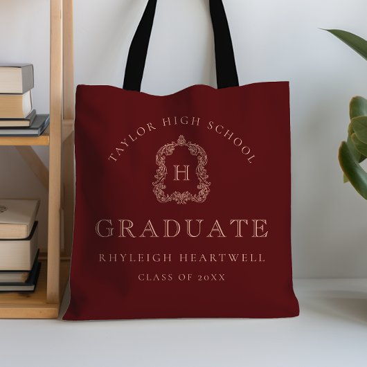 Monogram Crest Bordeauxroze Afstuderen Tote Bag