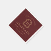 Monogram Crest Bourgogne Gold Graduation Party Servet (Hoek)