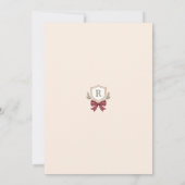 Monogram Crest Bow Kerstfeest Uitnodigingen (Achterkant)