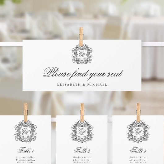 Monogram Crest bruiloft Zitting Grafiek Header Kaa Kaart