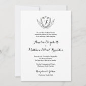 Monogram Crest Classic Elegant Wedding Invitation Kaart (Voorkant)