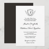 Monogram Crest Classic Elegant Wedding Invitation Kaart (Voorkant / Achterkant)