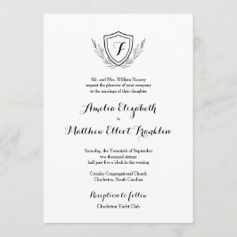 Monogram Crest Classic Elegant Wedding Invitation Kaart