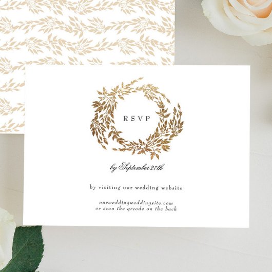 Monogram Crest Classic Elegante Bruiloft QR CODE RSVP Kaartje