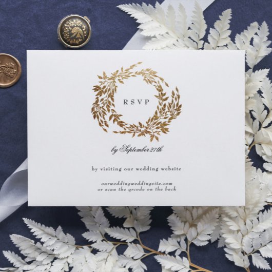 Monogram Crest Classic Elegante Bruiloft Website RSVP Kaartje