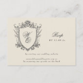 Monogram Crest Classic QR CODE Trouwwebsite RSVP Kaartje (Voorkant)