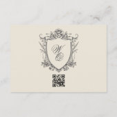 Monogram Crest Classic QR CODE Trouwwebsite RSVP Kaartje (Achterkant)