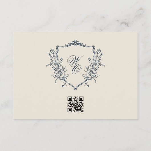 Monogram Crest Classic QR CODE Trouwwebsite RSVP Kaartje (Achterkant)