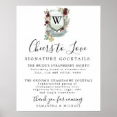 Monogram Crest Cocktail Weddenschap Poster (Voorkant)
