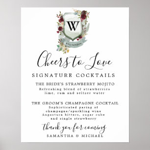 Monogram Crest Cocktail Weddenschap Poster