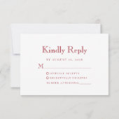 Monogram Crest Cranberryrode Trouw RSVP Kaartje (Achterkant)