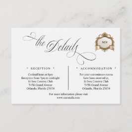 Monogram Crest Details Enclosure Card Informatiekaartje