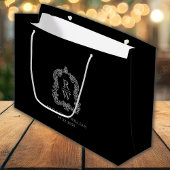 Monogram Crest Dusty Black and White Wedding Groot Cadeauzakje