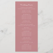 Monogram Crest Dusty Roos Wedding Programmakaart (Achterkant)