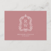Monogram Crest Dusty Rose Wedding Details Informatiekaartje (Achterkant)