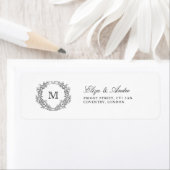 Monogram Crest Elegant Bruiloft Retouradres Etiket (Insitu)