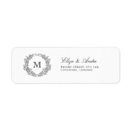 Monogram Crest Elegant Bruiloft Retouradres Etiket