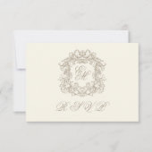 Monogram Crest Elegant Ivory Menu Wedding (Voorkant)