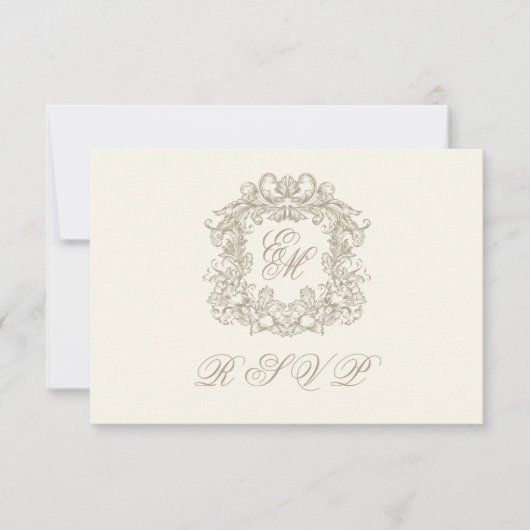 Monogram Crest Elegant Ivory Menu Wedding (Voorkant)