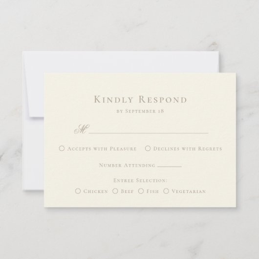 Monogram Crest Elegant Ivory Menu Wedding (Achterkant)