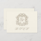 Monogram Crest Elegant Ivory Menu Wedding (Voorkant / Achterkant)